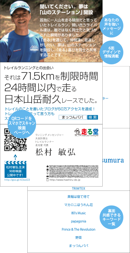 表裏6面構成の名刺